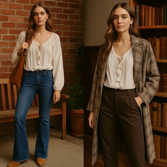 Free People NWT Women’s Ivory Peasant Bodysuit S  Boho Chic Academia, Poetcore - Picture 1 of 15